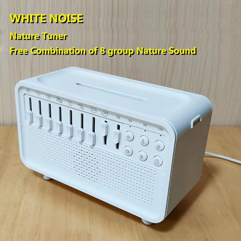 White Noise Machine Diffuser Air Aroma Diffuser Humidifier with 8 White Noise Adjustable, Night Light, Bluetooth Speaker