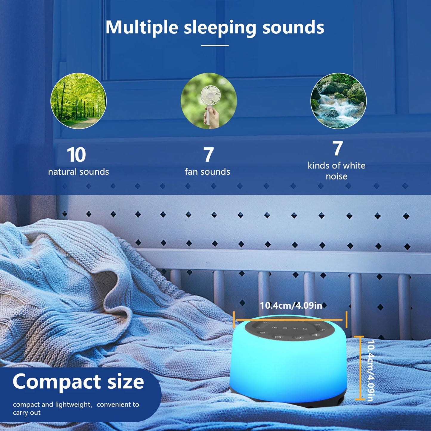 White Noise Machine for Sleeping Baby Adults Kids, Sound Machine with Night Light, 24 Soothing Sounds for Sleeping, Noise Maker for Bedroom Home Health